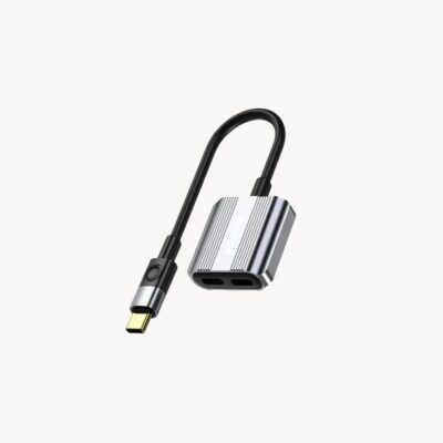 Green Lion 2 In 1 Splitter Adapter Type-C to Dual Type-C – Gray